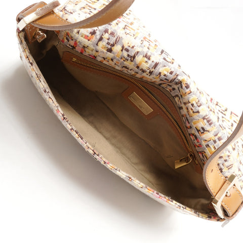 FENDI Zucchino Mamma Bucket Flower One Belt with Sequins Shoulder Bag Brown WS26363