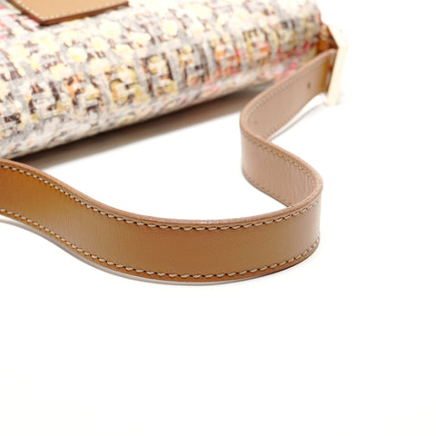 FENDI Zucchino Mamma Bucket Flower One Belt with Sequins Shoulder Bag Brown WS26363