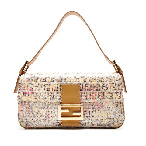 FENDI Zucchino Mamma Bucket Flower One Gürtel mit Pailletten Umhängetasche Braun WS26363