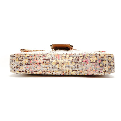 FENDI Zucchino Mamma Bucket Flower One Belt with Sequins Shoulder Bag Brown WS26363