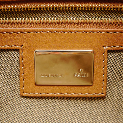 FENDI Zucchino Mamma Bucket Flower One Belt with Sequins Shoulder Bag Brown WS26363