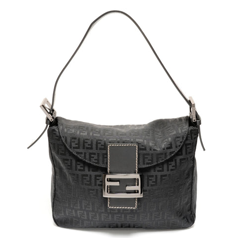 FENDI Zucchino Mamma Baguette One Shoulder Bag Umhängetasche schwarz WS26366