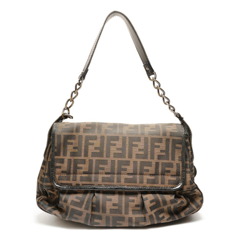 FENDI Zucca Buckle One Shoulder Bag Umhängetasche Braun WS26368