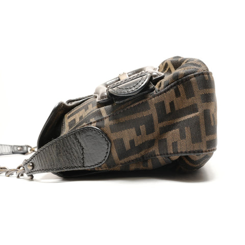 FENDI Zucca Buckle One Shoulder Bag Umhängetasche Braun WS26368