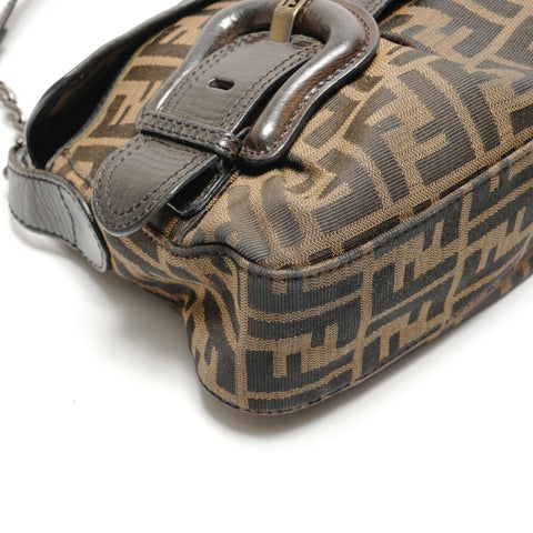 FENDI Zucca Buckle One Shoulder Bag Umhängetasche Braun WS26368