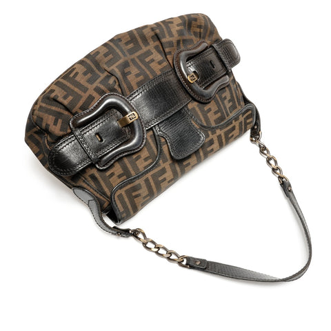 FENDI Zucca Buckle One Shoulder Bag Umhängetasche Braun WS26368