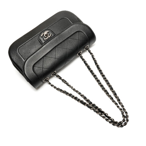 CHANEL 20 series 2014-2015 Caviar Matelasse Single Flap Shoulder Bag black WS26369