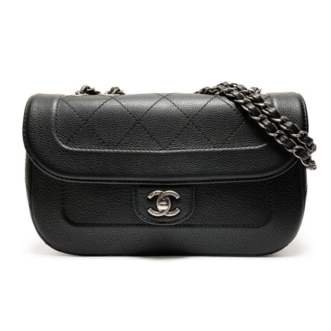 CHANEL 20 series 2014-2015 Caviar Matelasse Single Flap Shoulder Bag black WS26369
