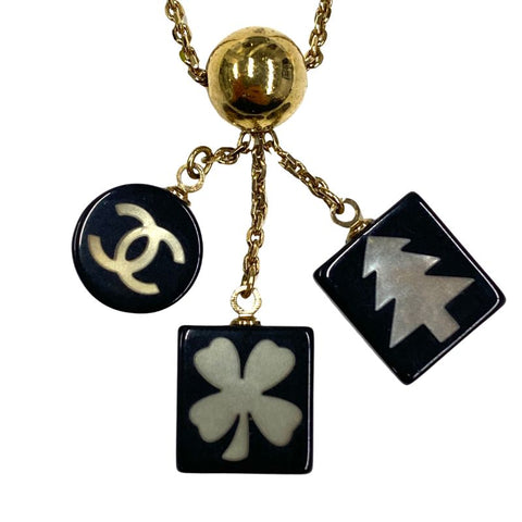 Chanel Coco Mark Clover Tree Necklace Gold WS2637