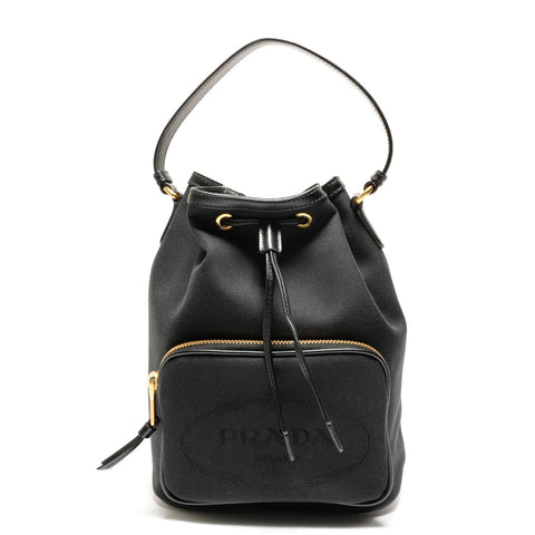 PRADA Duet Logo Jacquard Handtasche Handtasche schwarz WS26371