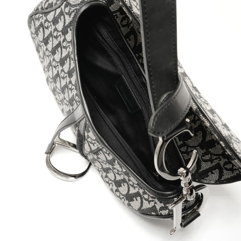 Christian Dior Trotter Canvas Saddlebag Shoulder Bag black WS26372