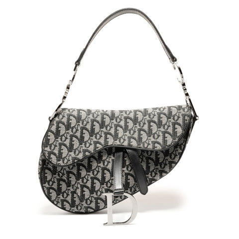 Christian Dior Trotter Canvas Saddlebag Shoulder Bag black WS26372