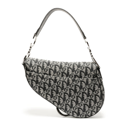 Christian Dior Trotter Canvas Saddlebag Shoulder Bag black WS26372