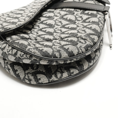 Christian Dior Trotter Canvas Saddlebag Shoulder Bag black WS26372