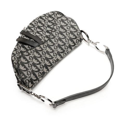 Christian Dior Trotter Canvas Saddlebag Shoulder Bag black WS26372