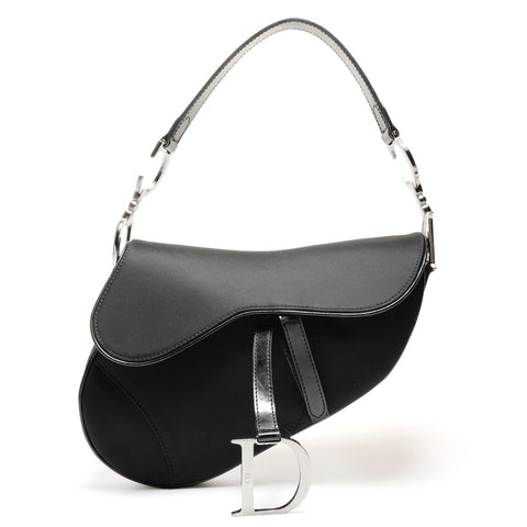 Christian Dior Nylon Saddlebag Shoulder Bag black WS26375