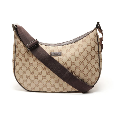 GUCCI GG Canvas Half Moon Shoulder Bag beige WS26376