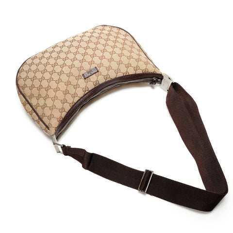 GUCCI GG Canvas Half Moon Shoulder Bag beige WS26376