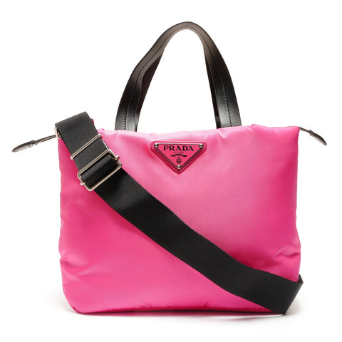 PRADA Nylon Triangle Logo 2WAY Handbag pink WS26379