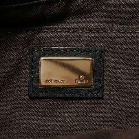FENDI Zucchino logo Metal Gold Shoulder Bag black WS26380