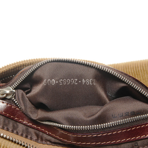 FENDI FF logo corduroy Metal Silver Shoulder Bag beige WS26381