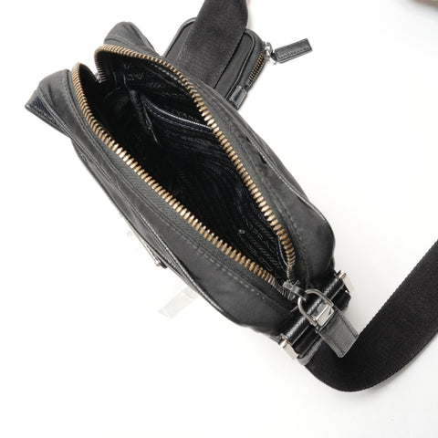 PRADA Nylon saffiano leather Shoulder Bag black WS26384