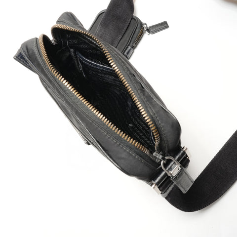 PRADA Nylon saffiano leather Shoulder Bag black WS26384