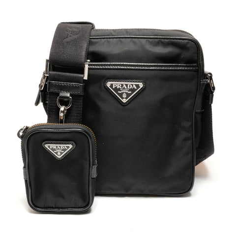 PRADA Nylon saffiano leather Shoulder Bag black WS26384