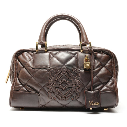 LOEWE Amazona Quilting Handbag Brown WS26385
