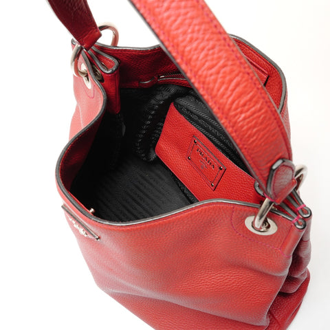 PRADA leather Shoulder Bag Red WS26387