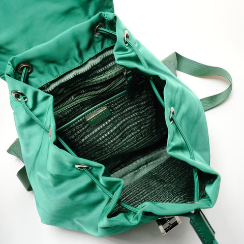 PRADA triangle logo nylon Backpack  Daypack green WS26389