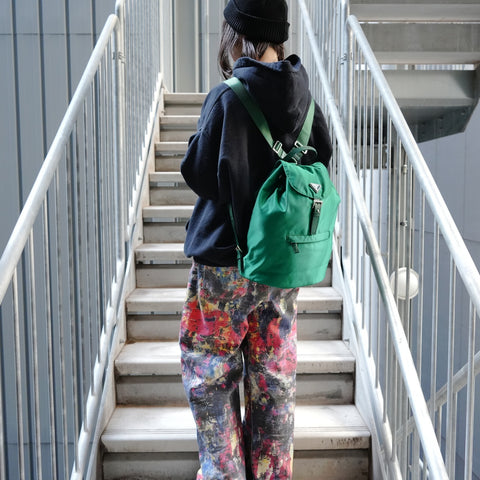 PRADA triangle logo nylon Backpack  Daypack green WS26389