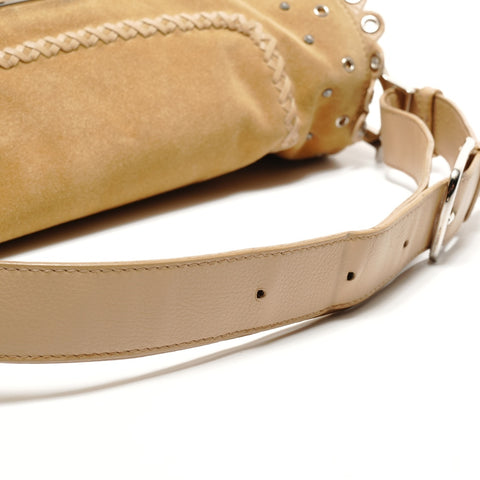Christian Dior Suede and Beads Shoulder Bag beige WS26390