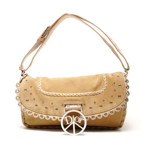 Christian Dior 麂皮和珠饰单肩包米色 WS26390