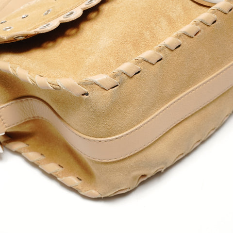 Christian Dior Suede and Beads Shoulder Bag beige WS26390