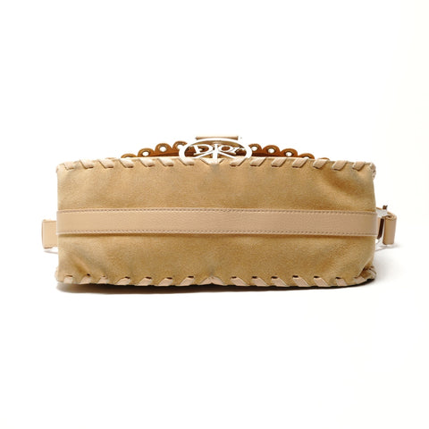 Christian Dior Suede and Beads Shoulder Bag beige WS26390