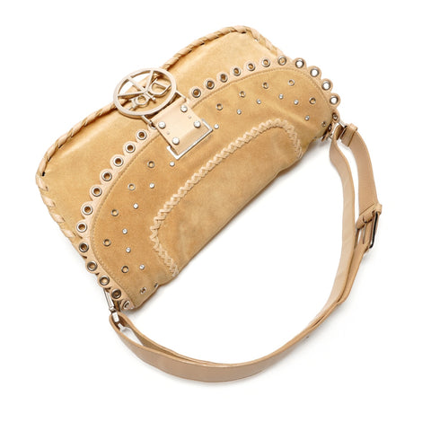 Christian Dior Suede and Beads Shoulder Bag beige WS26390