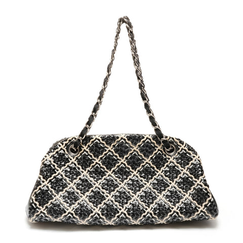 CHANEL No. 14 2010-2011 Mademoiselle Check Shoulder Bag black WS26391