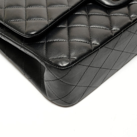 CHANEL 27th series 2019 Double flap Matelasse Lamb leather Silver Metal Shoulder Bag black WS26395