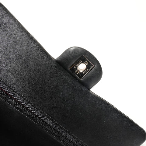 CHANEL 27th series 2019 Double flap Matelasse Lamb leather Silver Metal Shoulder Bag black WS26395