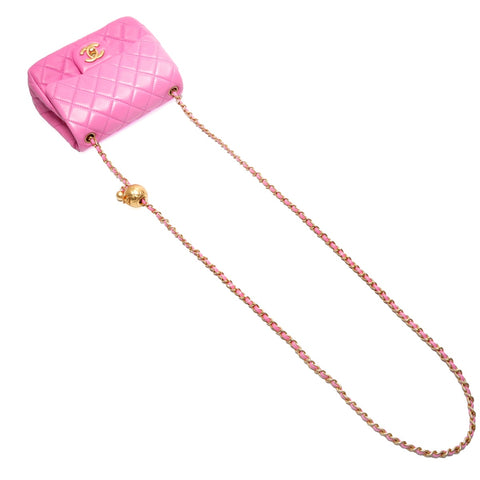 CHANEL 30 Series Mini Matelasse Cocoball Chain Shoulder Bag pink WS26397