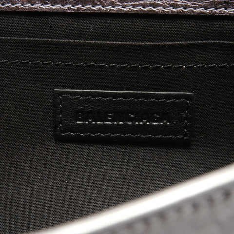 BALENCIAGA Le Cagoule Metallic Shoulder Bag Silver WS26398