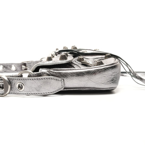 BALENCIAGA Le Cagoule Metallic Shoulder Bag Silver WS26398