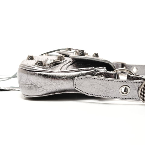 BALENCIAGA Le Cagoule Metallic Shoulder Bag Silver WS26398