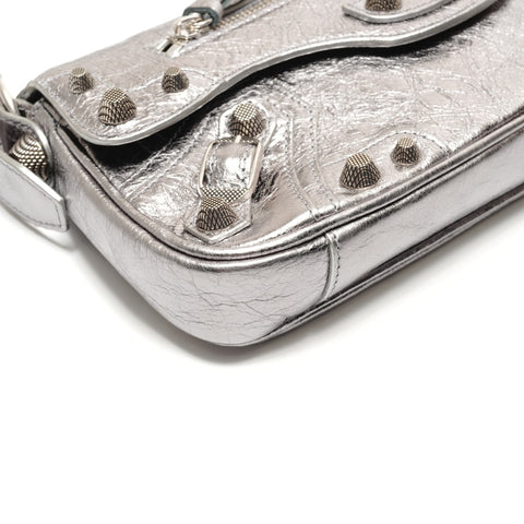 BALENCIAGA Le Cagoule Metallic Shoulder Bag Silver WS26398