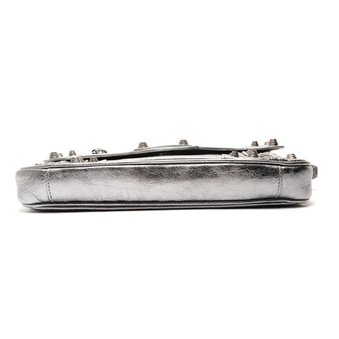BALENCIAGA Le Cagoule Metallic Shoulder Bag Silver WS26398
