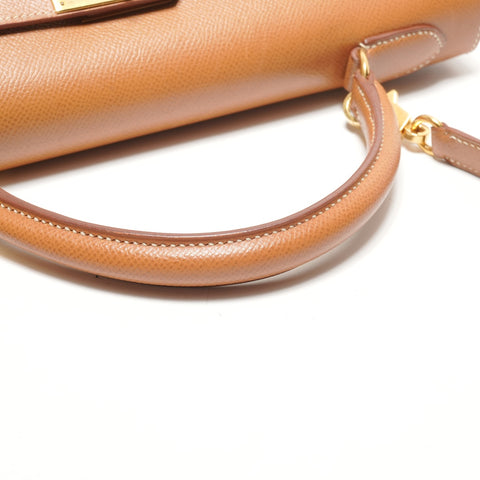 HERMES 2020 Kelly 32 OY Stamp Gold Courchevel Handbag Brown WS26404