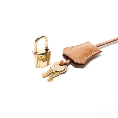 HERMES 2020 Kelly 32 OY Stamp Gold Courchevel Handbag Brown WS26404