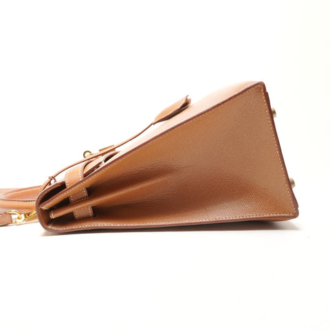 HERMES 2020 Kelly 32 OY Stamp Gold Courchevel Handbag Brown WS26404