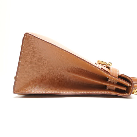 HERMES 2020 Kelly 32 OY Stamp Gold Courchevel Handbag Brown WS26404